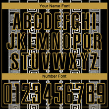 Load image into Gallery viewer, Custom Black Old Gold-White Geometric Shape Sublimation Soccer Uniform Jersey
