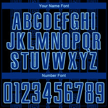 Load image into Gallery viewer, Custom Black Royal-Light Blue Geometric Shape Sublimation Soccer Uniform Jersey