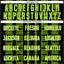 Load image into Gallery viewer, Custom Black Neon Green-White Geometric Shape Sublimation Soccer Uniform Jersey