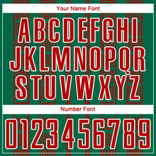 Load image into Gallery viewer, Custom Kelly Green Red-White Geometric Shape Sublimation Soccer Uniform Jersey