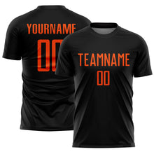 Load image into Gallery viewer, Custom Black Orange Sublimation Soccer Uniform Jersey