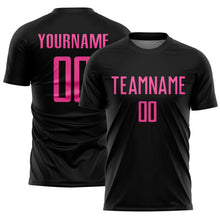 Load image into Gallery viewer, Custom Black Pink Sublimation Soccer Uniform Jersey