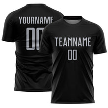 Load image into Gallery viewer, Custom Black Gray Sublimation Soccer Uniform Jersey
