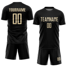 Load image into Gallery viewer, Custom Black Cream Sublimation Soccer Uniform Jersey