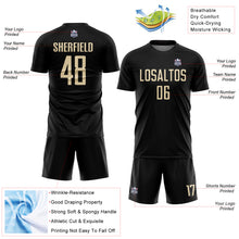 Load image into Gallery viewer, Custom Black Cream Sublimation Soccer Uniform Jersey