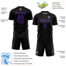 Load image into Gallery viewer, Custom Black Purple Sublimation Soccer Uniform Jersey