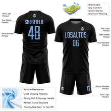 Load image into Gallery viewer, Custom Black Light Blue Sublimation Soccer Uniform Jersey