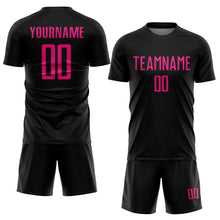 Load image into Gallery viewer, Custom Black Hot Pink Sublimation Soccer Uniform Jersey
