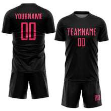 Load image into Gallery viewer, Custom Black Neon Pink Sublimation Soccer Uniform Jersey