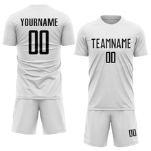 Load image into Gallery viewer, Custom White Black Sublimation Soccer Uniform Jersey