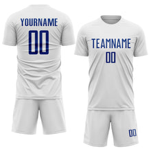 Load image into Gallery viewer, Custom White Royal Sublimation Soccer Uniform Jersey
