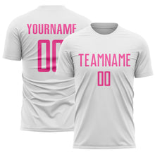 Load image into Gallery viewer, Custom White Pink Sublimation Soccer Uniform Jersey