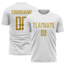 Load image into Gallery viewer, Custom White Old Gold Sublimation Soccer Uniform Jersey