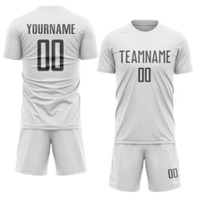 Load image into Gallery viewer, Custom White Steel Gray Sublimation Soccer Uniform Jersey