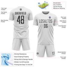Load image into Gallery viewer, Custom White Steel Gray Sublimation Soccer Uniform Jersey