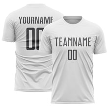Load image into Gallery viewer, Custom White Steel Gray Sublimation Soccer Uniform Jersey