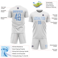 Load image into Gallery viewer, Custom White Light Blue Sublimation Soccer Uniform Jersey
