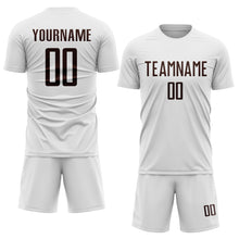 Load image into Gallery viewer, Custom White Brown Sublimation Soccer Uniform Jersey