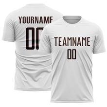 Load image into Gallery viewer, Custom White Brown Sublimation Soccer Uniform Jersey