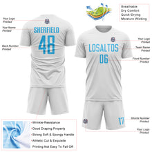 Load image into Gallery viewer, Custom White Sky Blue Sublimation Soccer Uniform Jersey