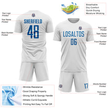 Load image into Gallery viewer, Custom White Blue Sublimation Soccer Uniform Jersey