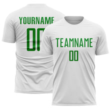 Load image into Gallery viewer, Custom White Grass Green Sublimation Soccer Uniform Jersey