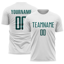 Load image into Gallery viewer, Custom White Midnight Green Sublimation Soccer Uniform Jersey