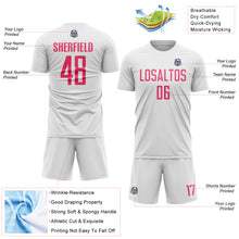 Load image into Gallery viewer, Custom White Neon Pink Sublimation Soccer Uniform Jersey