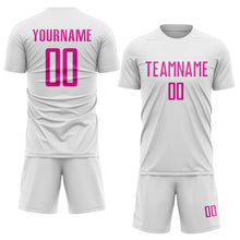 Load image into Gallery viewer, Custom White Deep Pink Sublimation Soccer Uniform Jersey