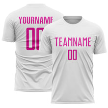 Load image into Gallery viewer, Custom White Deep Pink Sublimation Soccer Uniform Jersey