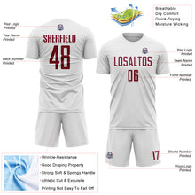 Load image into Gallery viewer, Custom White Maroon Sublimation Soccer Uniform Jersey