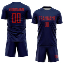 Load image into Gallery viewer, Custom Navy Red Sublimation Soccer Uniform Jersey