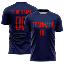 Load image into Gallery viewer, Custom Navy Red Sublimation Soccer Uniform Jersey
