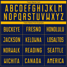 Load image into Gallery viewer, Custom Navy Gold Sublimation Soccer Uniform Jersey