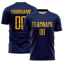 Load image into Gallery viewer, Custom Navy Gold Sublimation Soccer Uniform Jersey