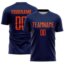 Load image into Gallery viewer, Custom Navy Orange Sublimation Soccer Uniform Jersey