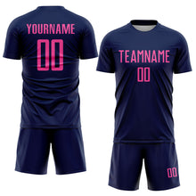 Load image into Gallery viewer, Custom Navy Pink Sublimation Soccer Uniform Jersey