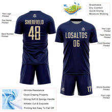 Load image into Gallery viewer, Custom Navy Cream Sublimation Soccer Uniform Jersey
