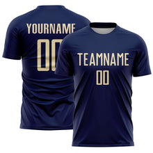 Load image into Gallery viewer, Custom Navy Cream Sublimation Soccer Uniform Jersey