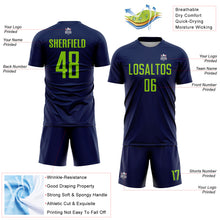 Load image into Gallery viewer, Custom Navy Neon Green Sublimation Soccer Uniform Jersey