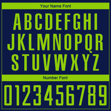 Load image into Gallery viewer, Custom Navy Neon Green Sublimation Soccer Uniform Jersey