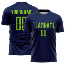 Load image into Gallery viewer, Custom Navy Neon Green Sublimation Soccer Uniform Jersey