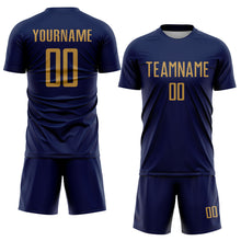 Load image into Gallery viewer, Custom Navy Old Gold Sublimation Soccer Uniform Jersey