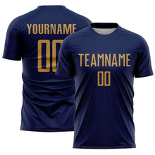 Load image into Gallery viewer, Custom Navy Old Gold Sublimation Soccer Uniform Jersey