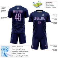 Load image into Gallery viewer, Custom Navy Light Purple Sublimation Soccer Uniform Jersey