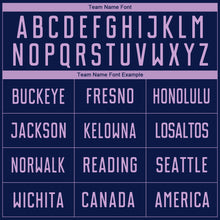 Load image into Gallery viewer, Custom Navy Light Purple Sublimation Soccer Uniform Jersey