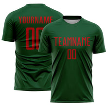 Load image into Gallery viewer, Custom Green Red Sublimation Soccer Uniform Jersey