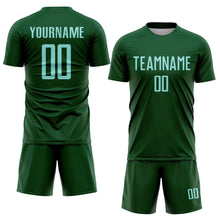Load image into Gallery viewer, Custom Green Ice Blue Sublimation Soccer Uniform Jersey