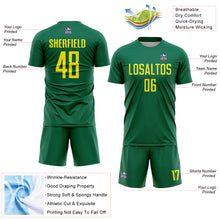 Load image into Gallery viewer, Custom Kelly Green Light Yellow Sublimation Soccer Uniform Jersey