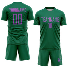 Load image into Gallery viewer, Custom Kelly Green Medium Purple Sublimation Soccer Uniform Jersey